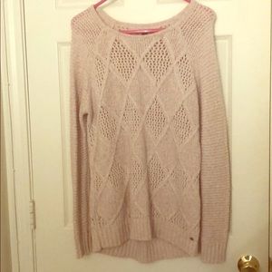 blush pink AEO sweater.